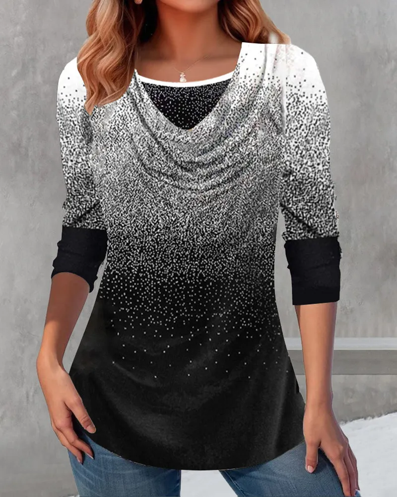 Stylish patchwork gradient top