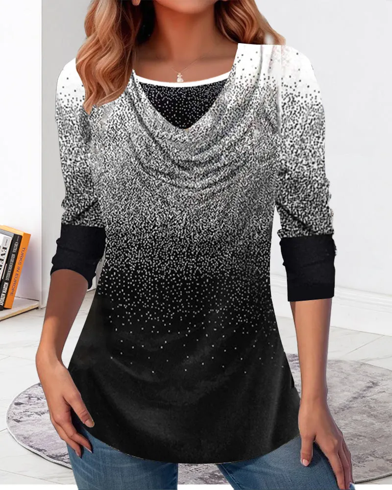 Stylish patchwork gradient top
