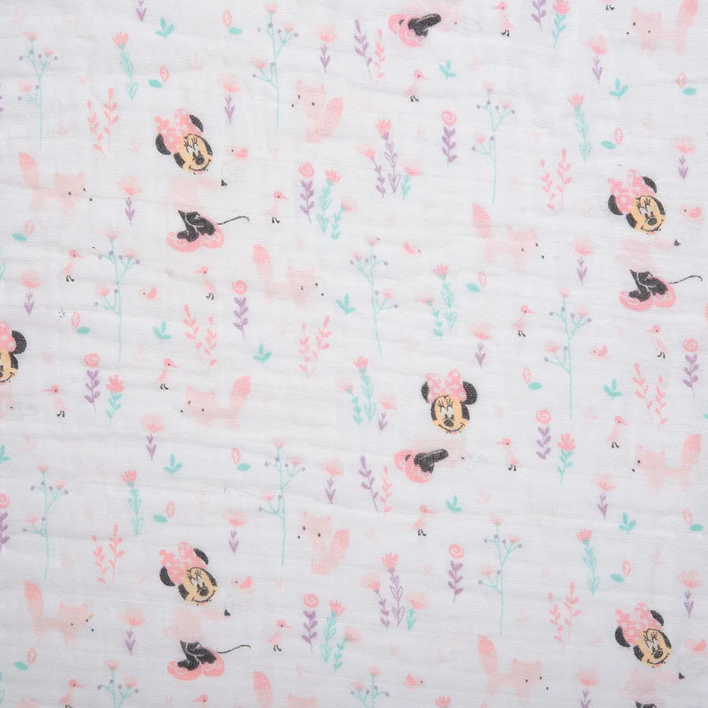 Swaddling Double Gauze - BABY HUG - Minnie mouse / Flowers - White