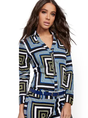 Tall Mixed-Print Madison Stretch Shirt - Secret Snap - 7th Avenue