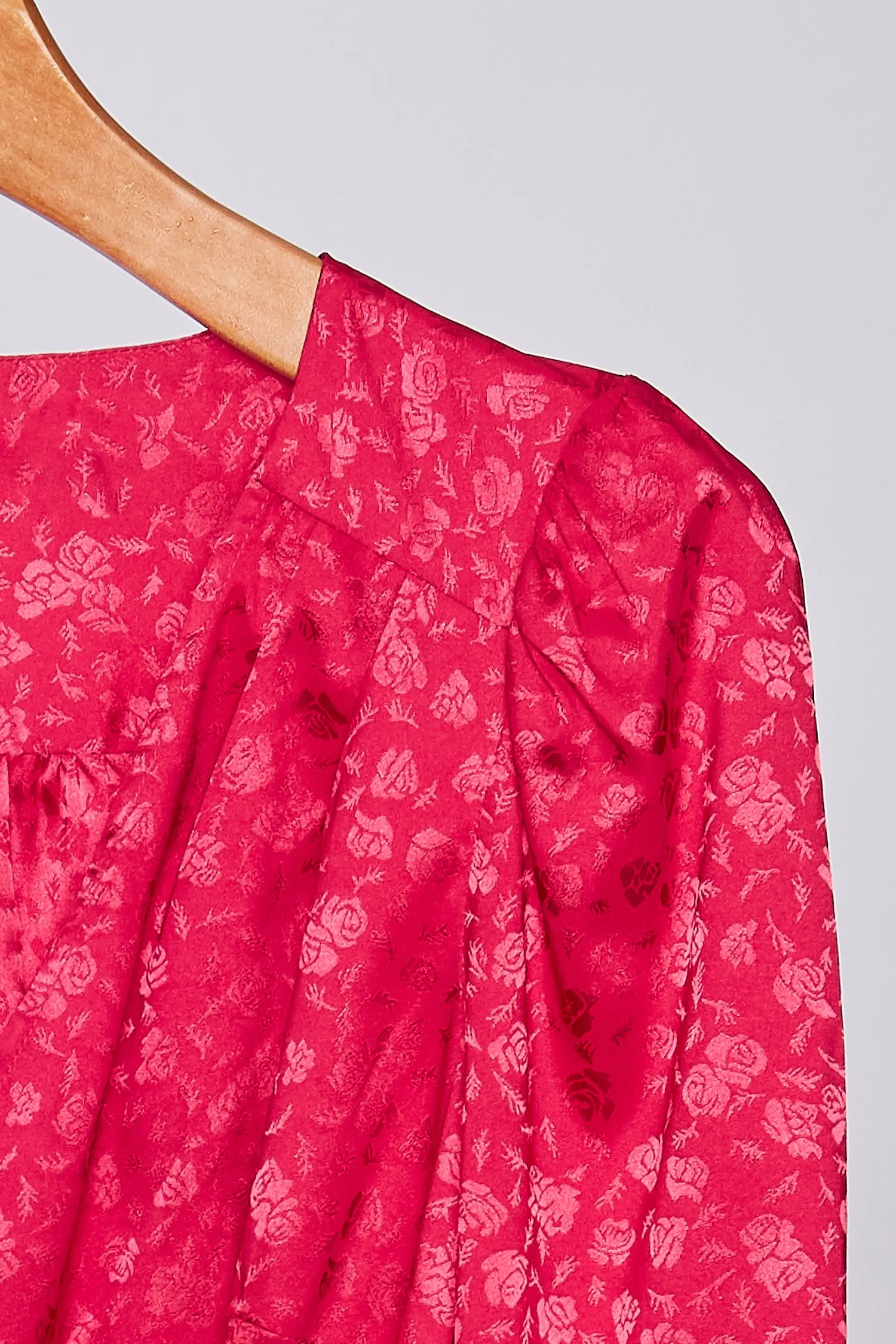 TESS JACQUARD LONG SLEEVE WRAP TOP ROSE