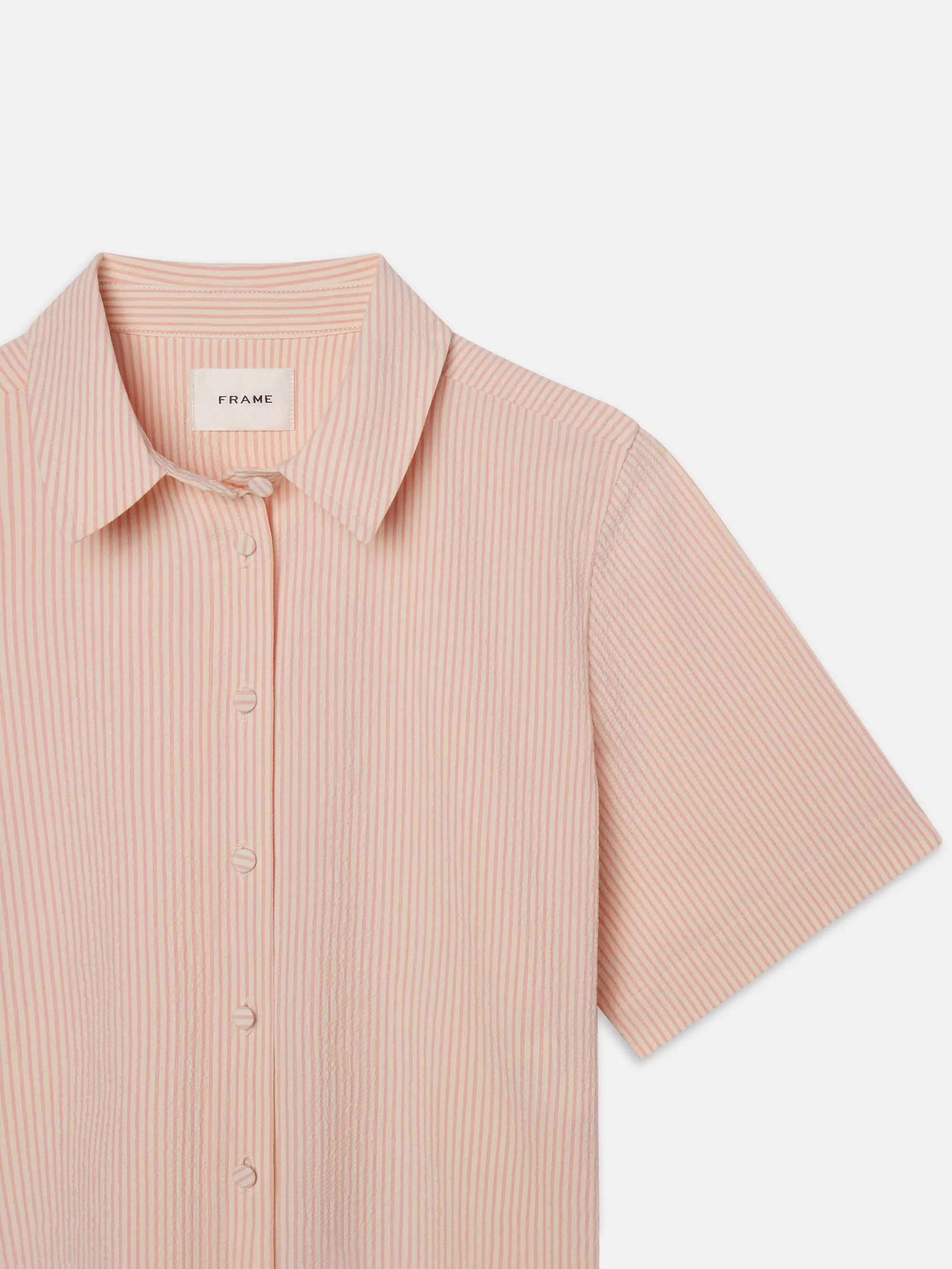 The Seersucker Cropped Shirt -- Azalea Multi