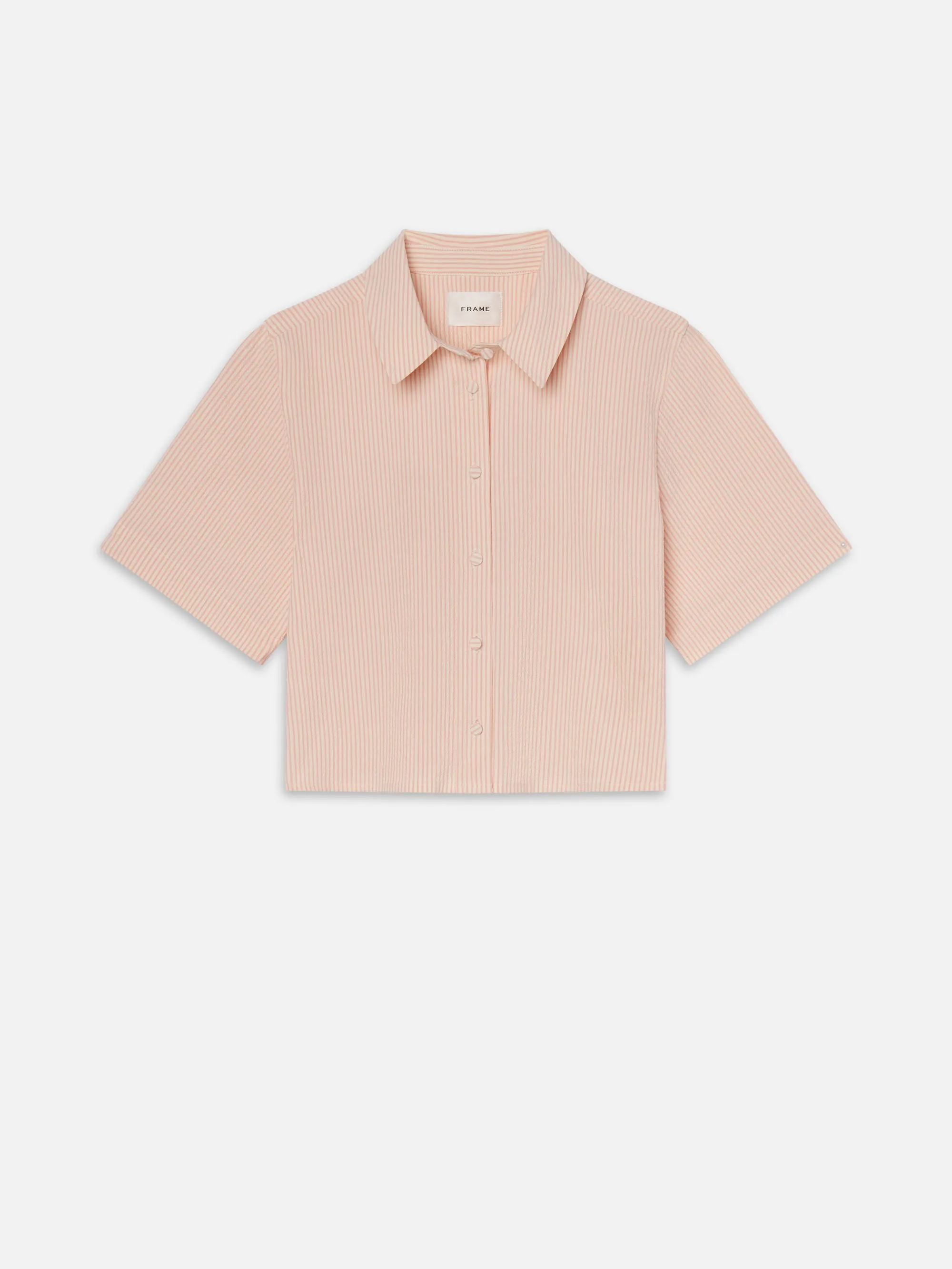 The Seersucker Cropped Shirt -- Azalea Multi