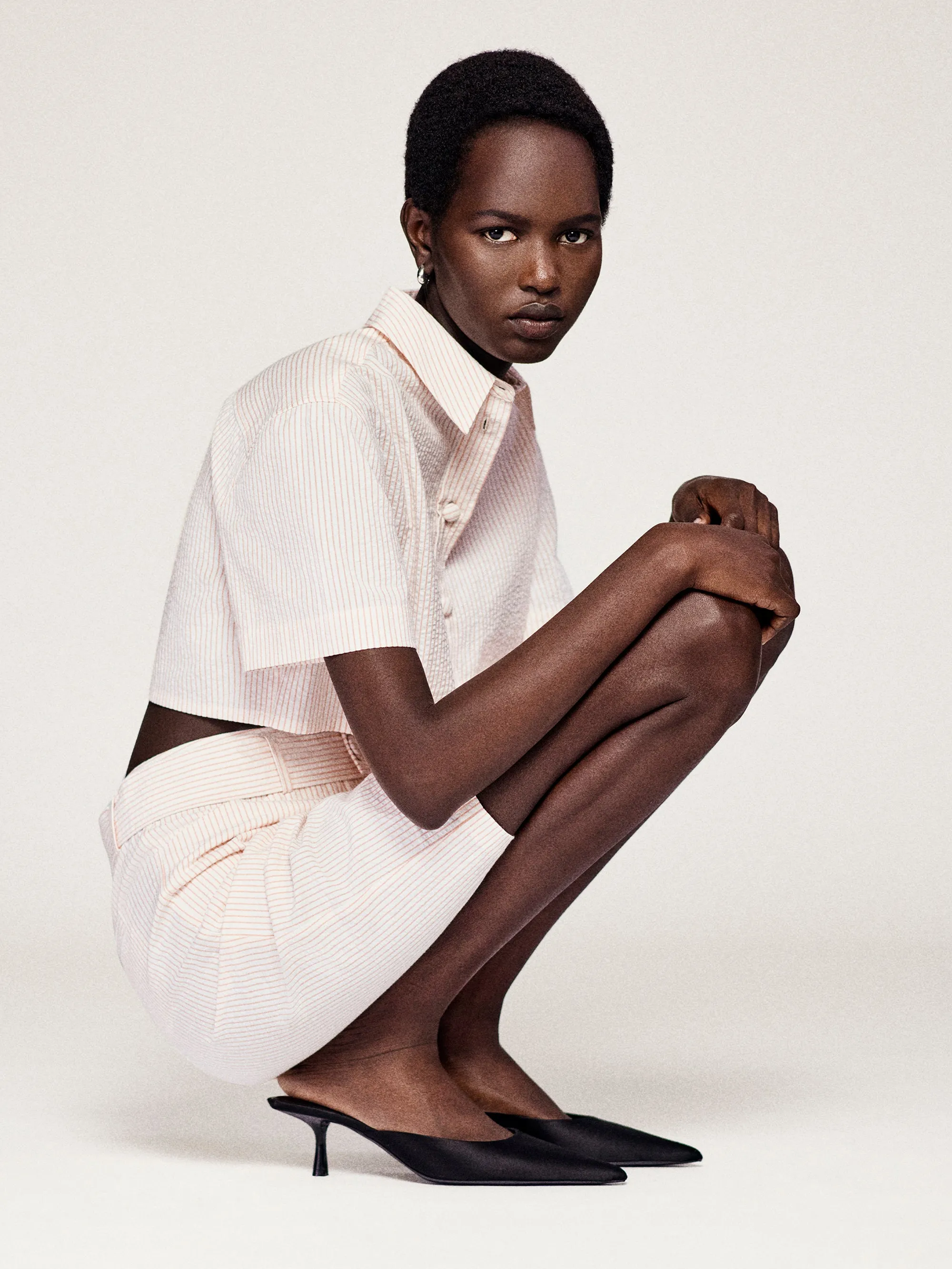 The Seersucker Cropped Shirt -- Azalea Multi