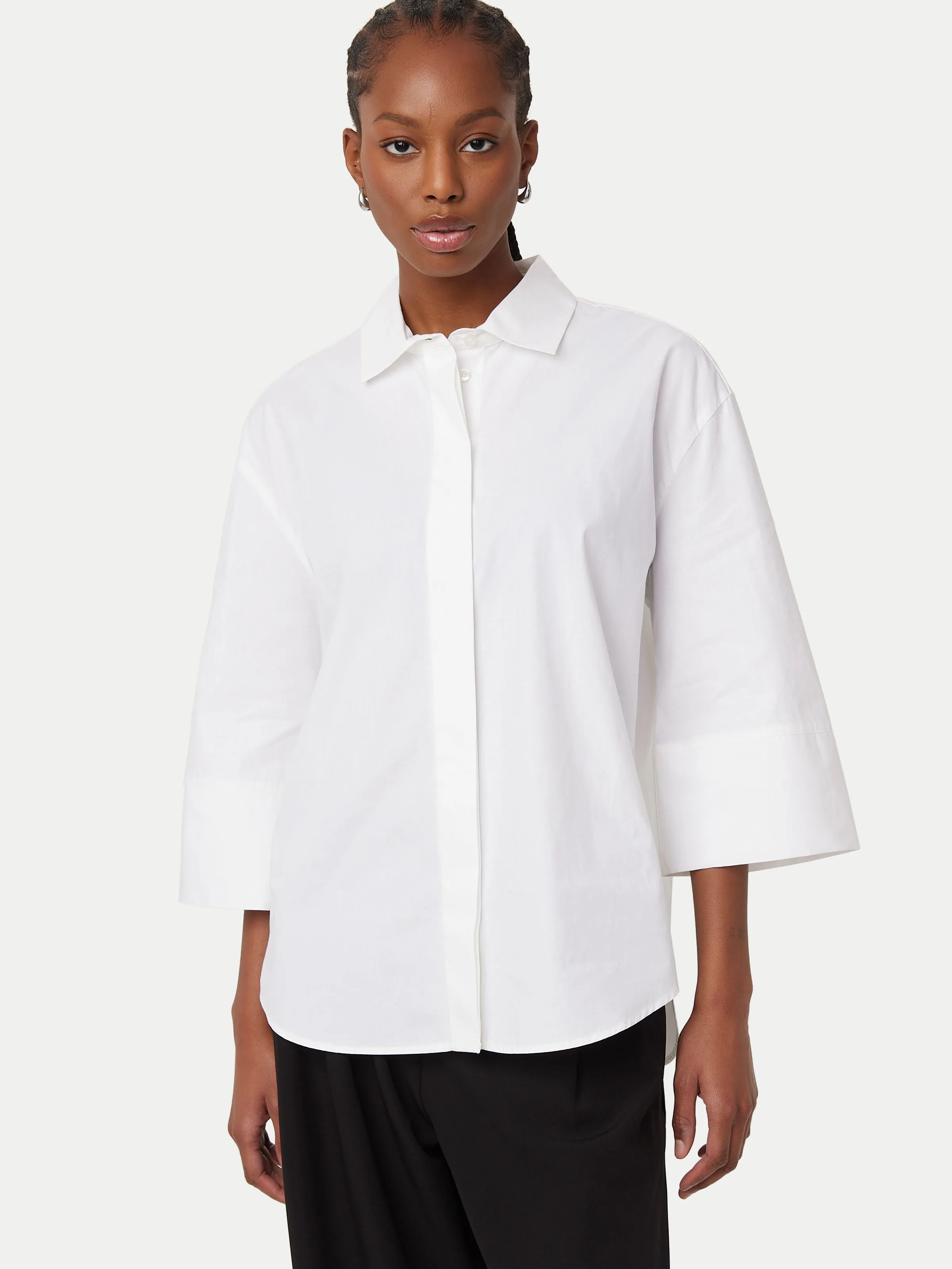 The Wide Sleeve Poplin Shirt  in White