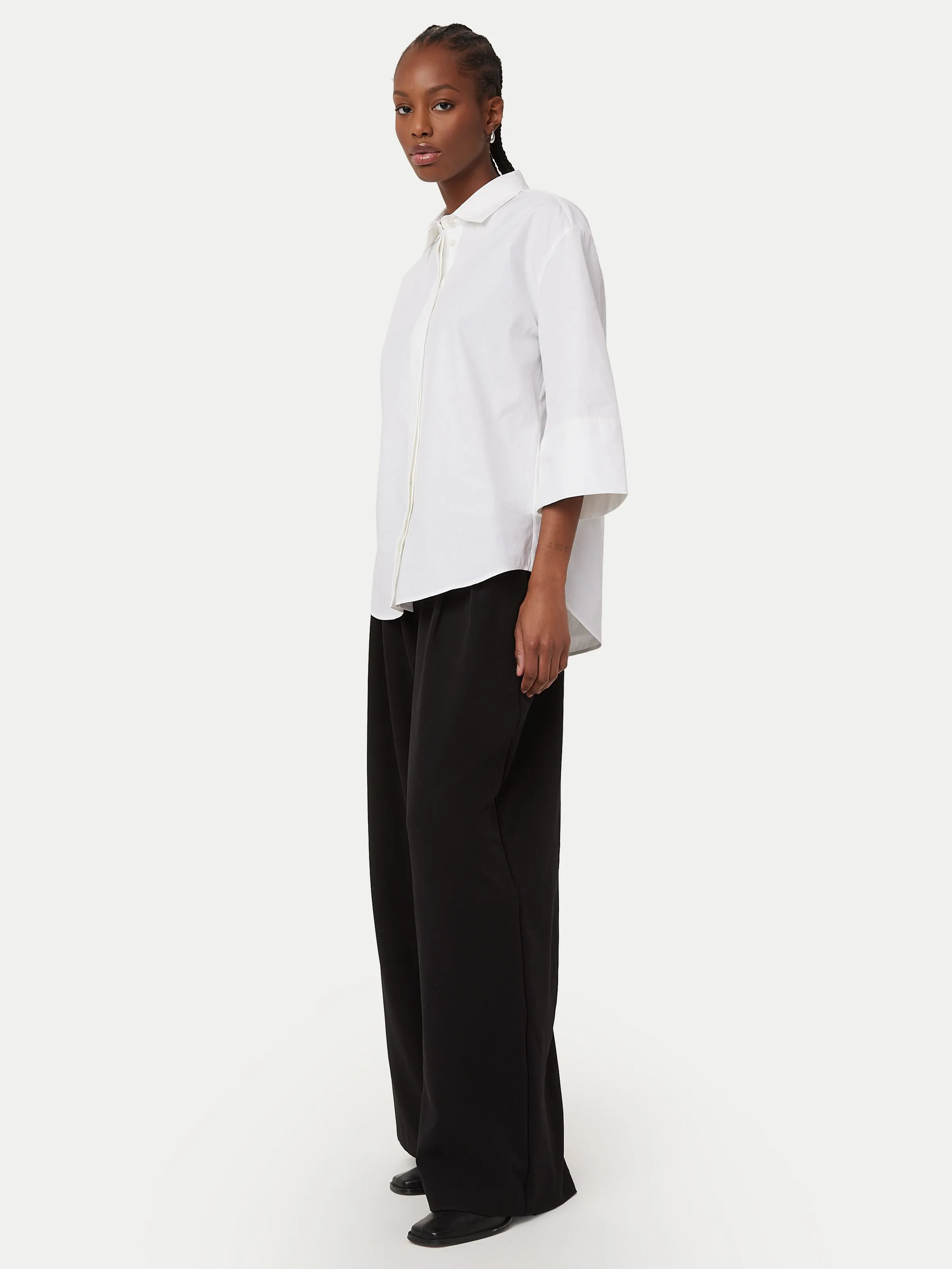 The Wide Sleeve Poplin Shirt  in White