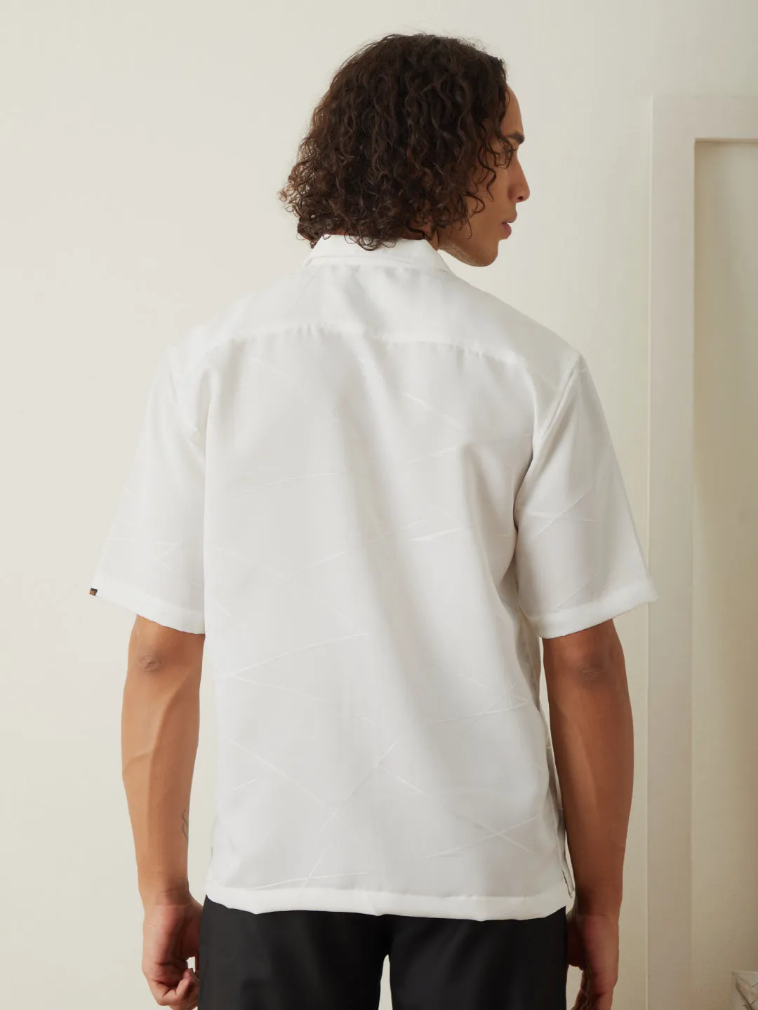 White Half Sleeve Plain Resort Shirt