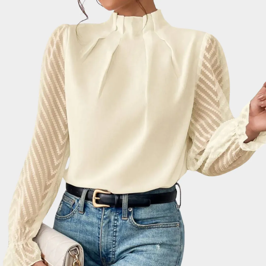 Women's Chiffon Top  Long Sleeve Wave Pattern  Elegant Office Wear  Lightweight Pullover  Multiple Colours