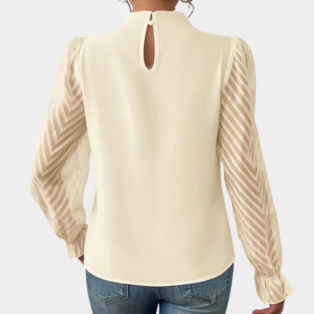 Women's Chiffon Top  Long Sleeve Wave Pattern  Elegant Office Wear  Lightweight Pullover  Multiple Colours