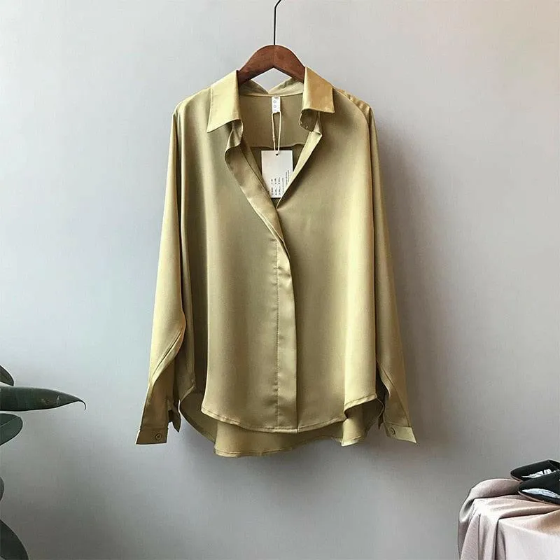 Women’s V Neck Satin Blouse