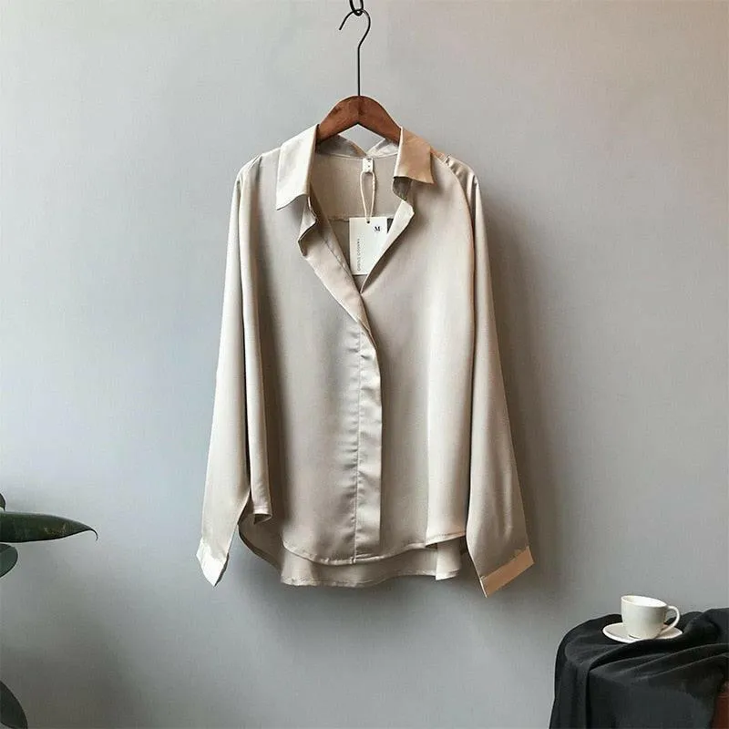 Women’s V Neck Satin Blouse