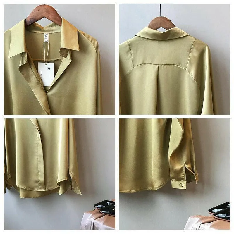Women’s V Neck Satin Blouse