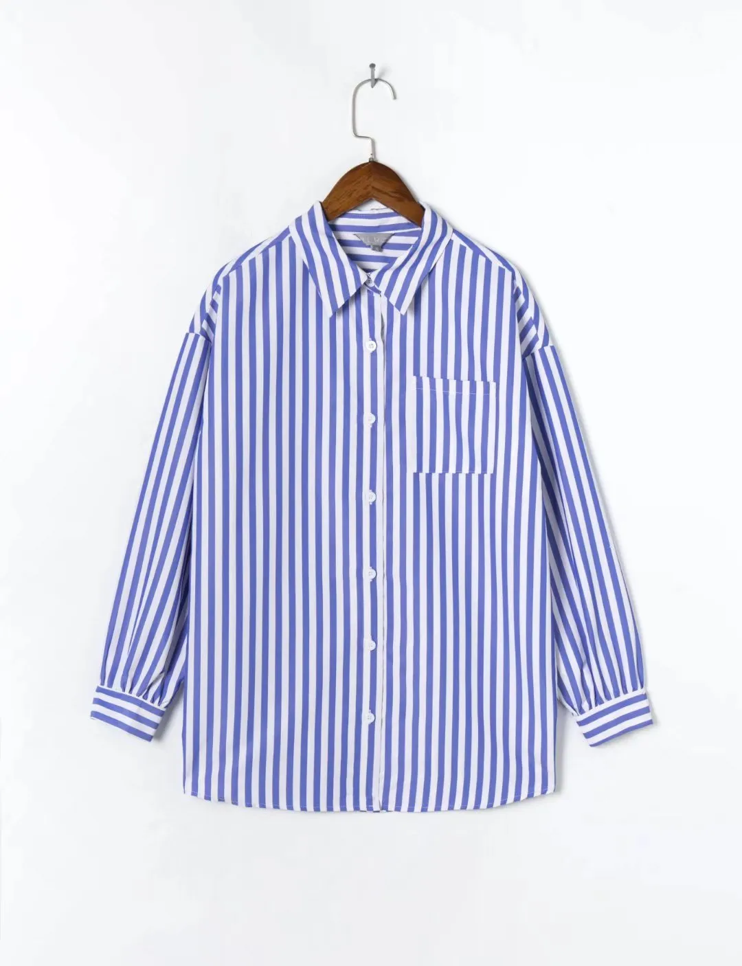 xakxx xakxx Stylish Women's Classic-Fit Long Sleeve Lightweight Button Down Shirt  Vertical Stripes Oversize BF Style Top Blouses
